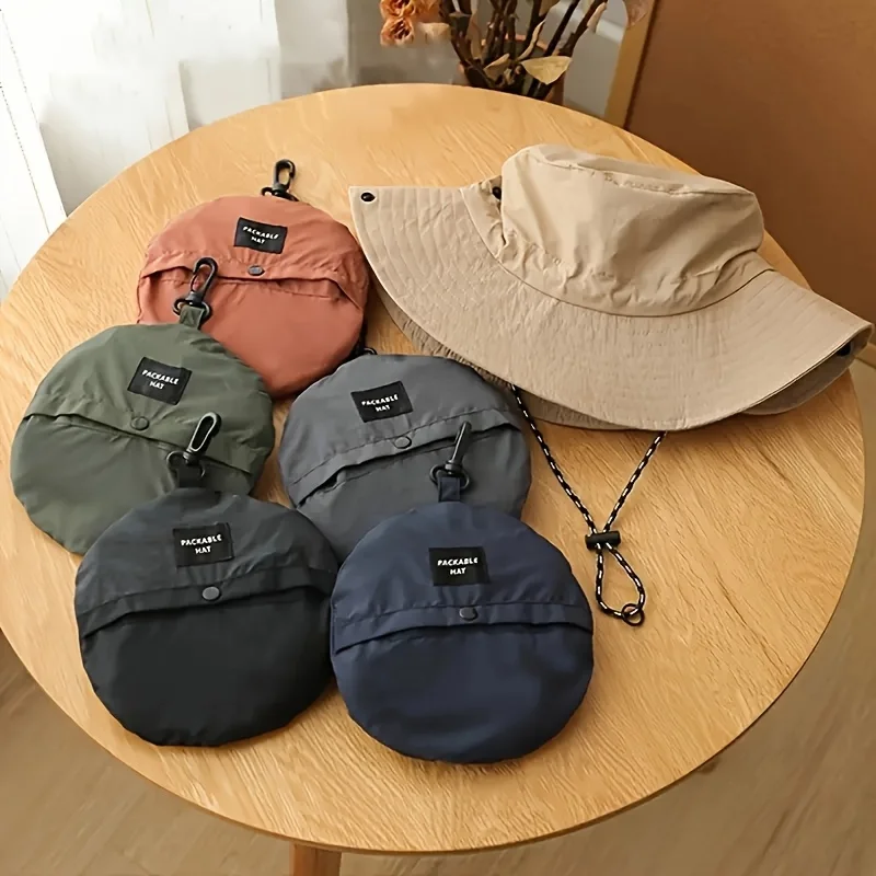 Four seasons folding fisherman's hat, multi-functional high quality outdoor fishing hat with drawstring closure, fishing, hiking
