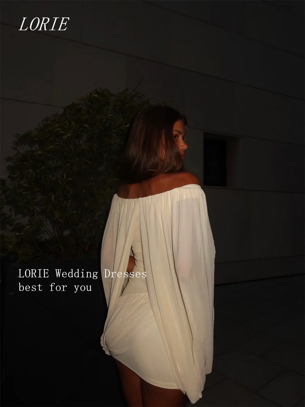 LORIE Mermaid Short Civil Wedding Dress Off The Shoulder Bridal Dresses Daily Pleat Engagement Wedding Gown Customized 2026