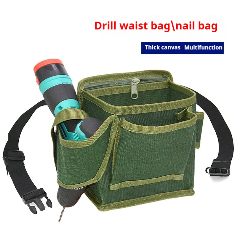 

Ремень для инструментов для дрели, утолщенный набор инструментов для установки и обслуживания электрика, небольшая подвесная сумка, сумка для хранения деревообработки