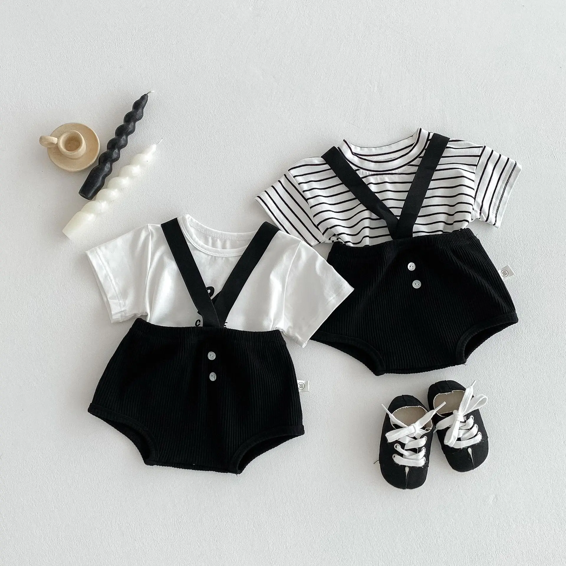 2025 Summer New Baby Sleeveless Strap Bodysuit Solid Infant Toddler Overalls Boy Girl Newborn Baby Cotton Ribbed Jumpsuit 0-24M