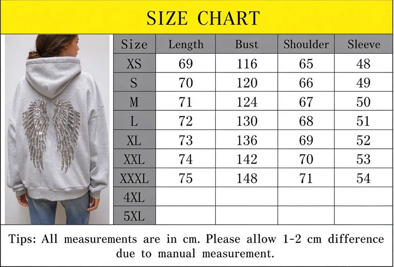 Leisure Spring and Autumn Sweater Wing Print and Hot Rhinestone Two Styles Women's Long-sleeved Pullover Hoodie