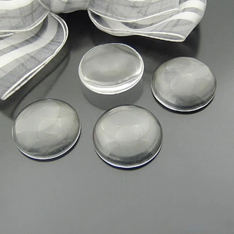 50pcs/lot 12mm Round Flat Back Clear Glass Cabochon High Quality