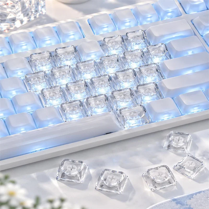 Creative Transparent Heart Keycaps Universal Mechanical Keyboard Detachable Key Caps For PC Laptop Computer Keyboards Caps