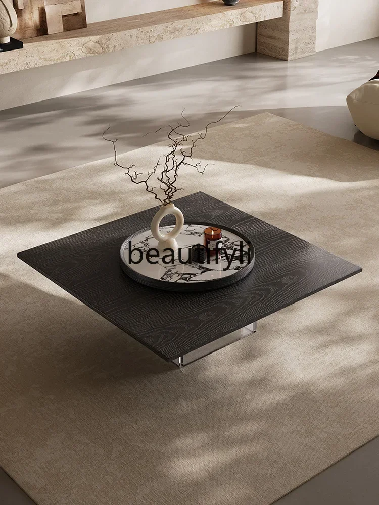 

ss CItalian minimalist coffee table living room household small apartment light luxury suspended size square acrylic