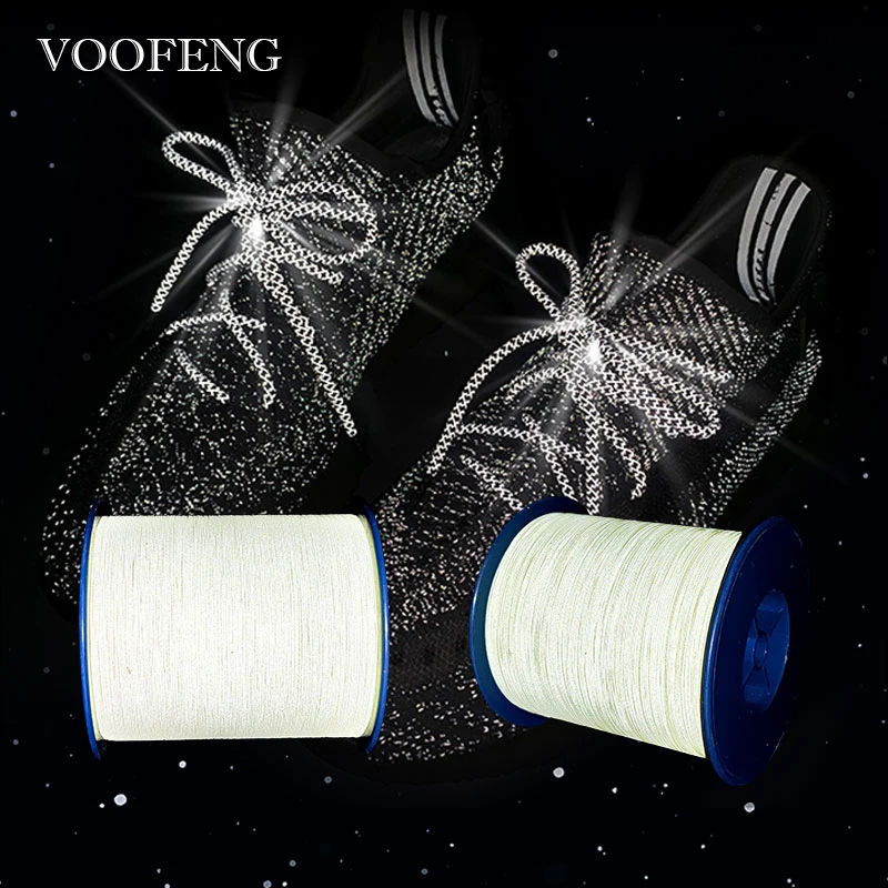 VOOFENG Reflective Flat Thread Yellow Green Colorful High Light Reflection Silk for DIY Clothes Bag Garment Knitting Material