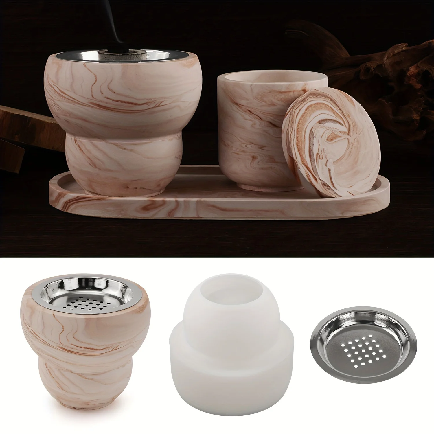 Concrete Gourd Shaped Aromatherapy Jar Silicone Mold DIY Gypsum Cement Candle Cup Silicone Mold