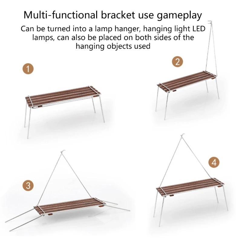 YY – Table pliante en bois hêtre acier inoxydable, support randonnée pour pique-nique familial, pratique pour Camping