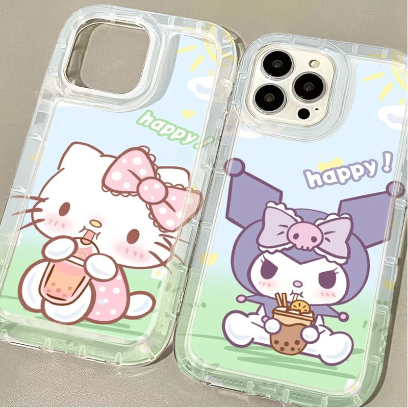 Sanrio Hello Kitty Kuromi Phone Case for IPhone 14 16 15 13 12 11 Pro Max 7 8 Plus XR X XS Max SE 2020 Soft Silicone Back Cover