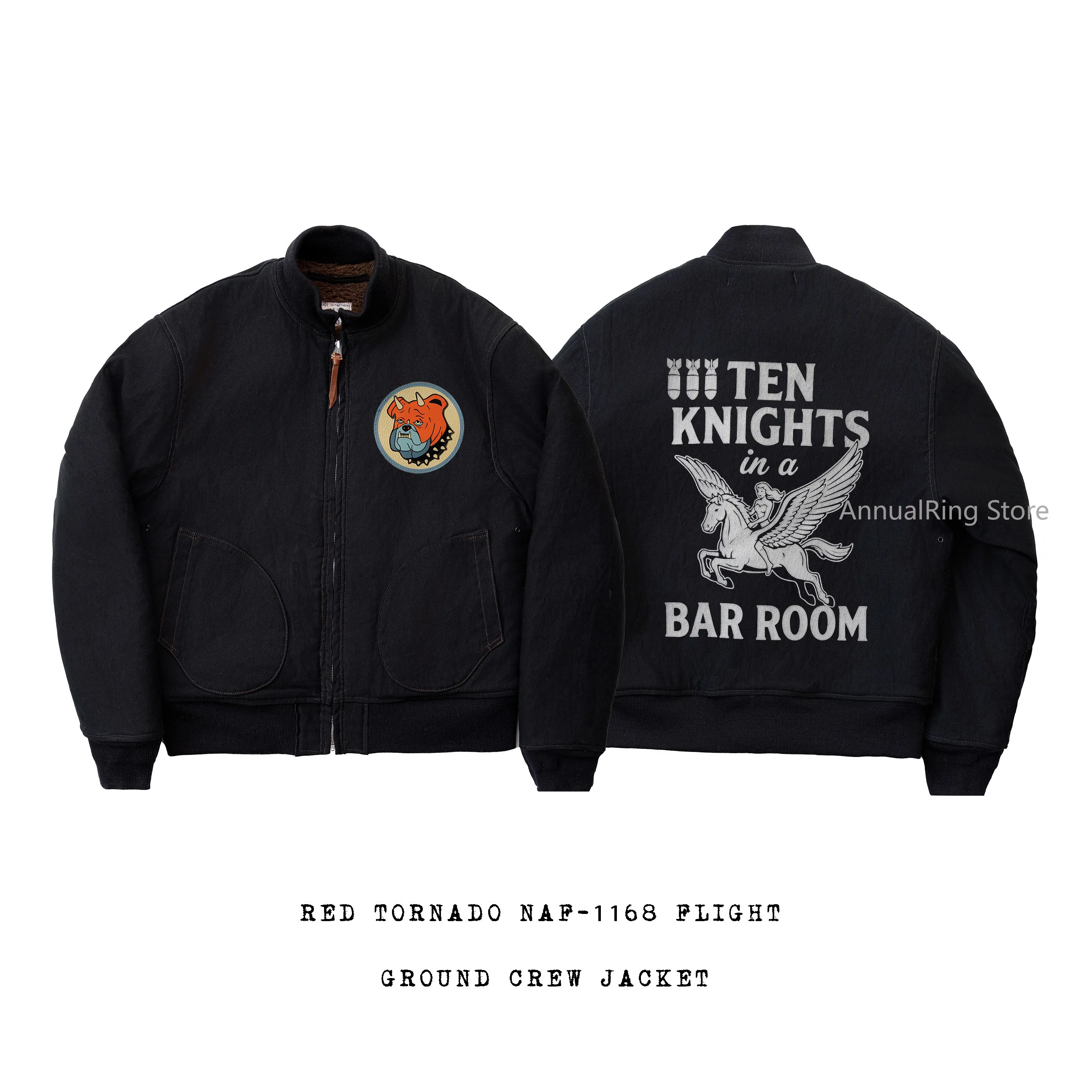 Red Tornado NAF-1168 Aviator Ground Crew Jacket Alpaca Lined WWII USN Flight Jacket Military Style Men's Outerwear N1 37J1