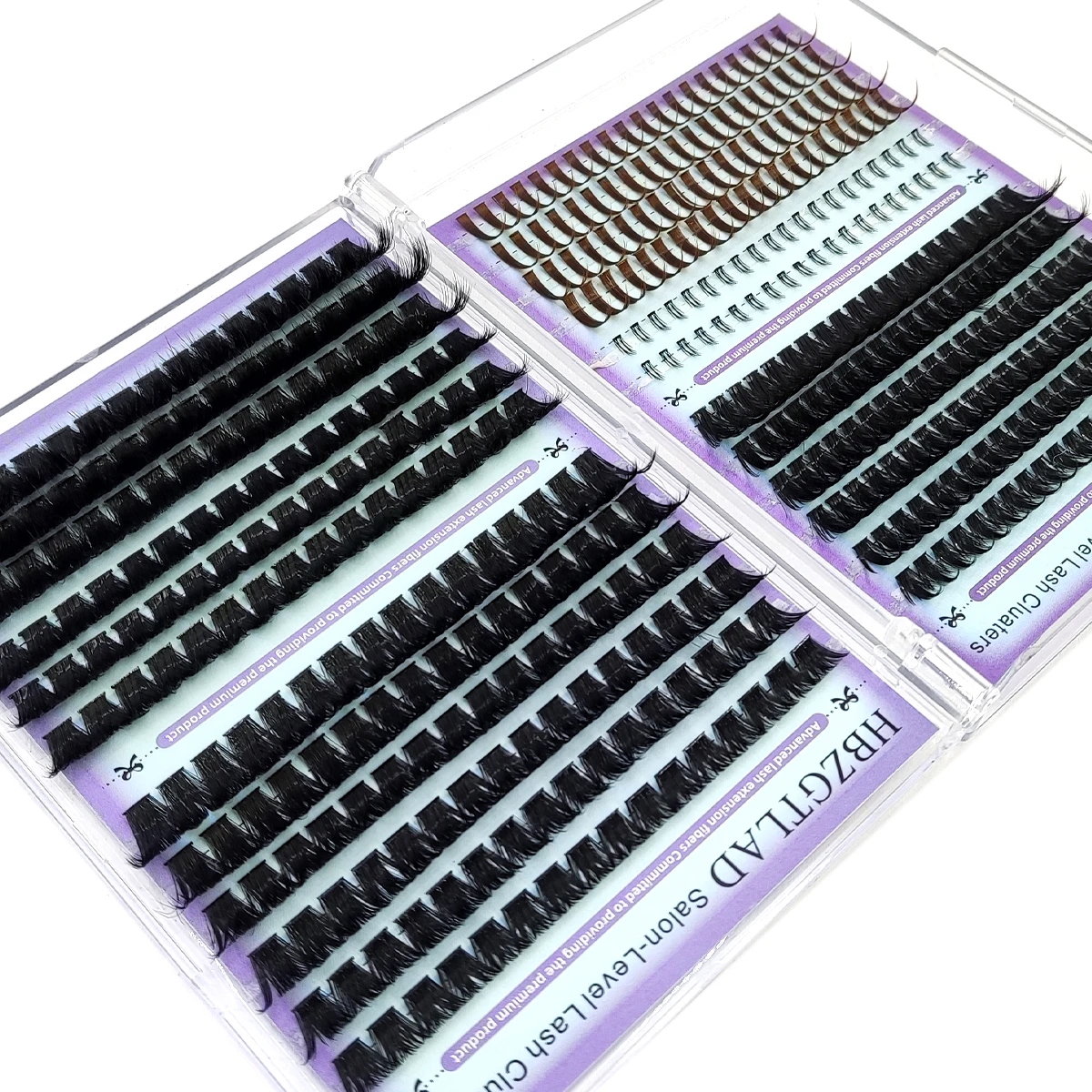 AMSDCN 60D-160D Bottom&Black & Brown Spike Eyelash Clusters 9-18mm Thick Fluffy Curly False Eyelash 0.07mm C/D Roll Extended S