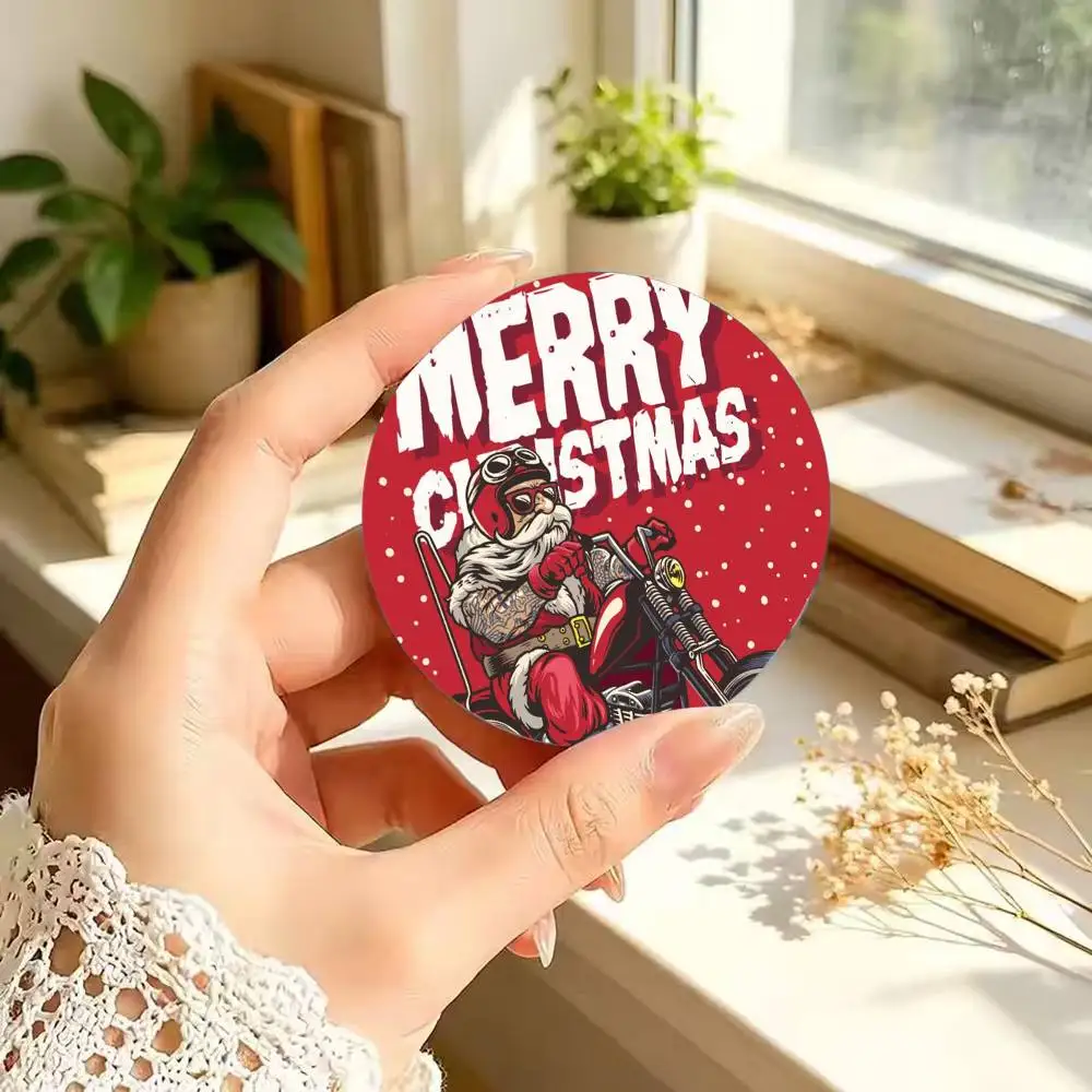 Merry Christmas New Year 25 32 44 58 75mm Round Badges Brooches Lapel Pins Fashion Accessory Holiday Present Gift