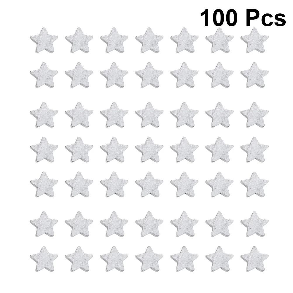 100 Pcs DIY Pentagram Wood Piece Star Disc Educational Playthings Learning Tools Pupils Mathematics Teaching Props with Hole for