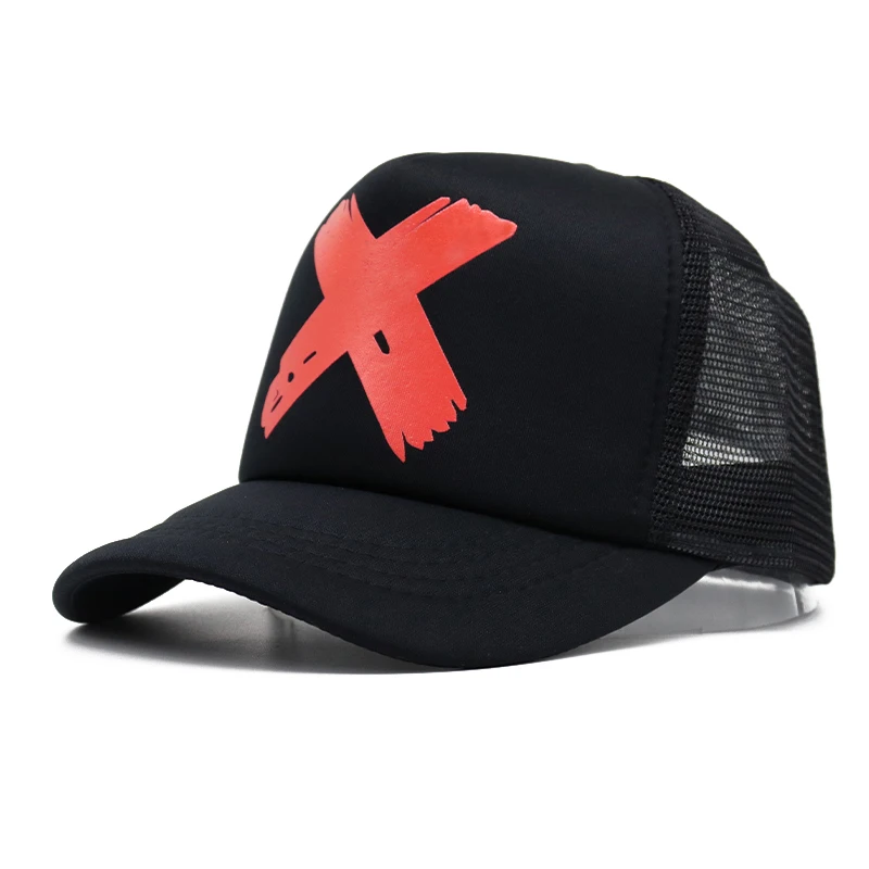 Gorra de béisbol de malla transpirable para hombre y mujer, gorro con cierre trasero y letras X para deporte al aire libre, Unisex, Q1147