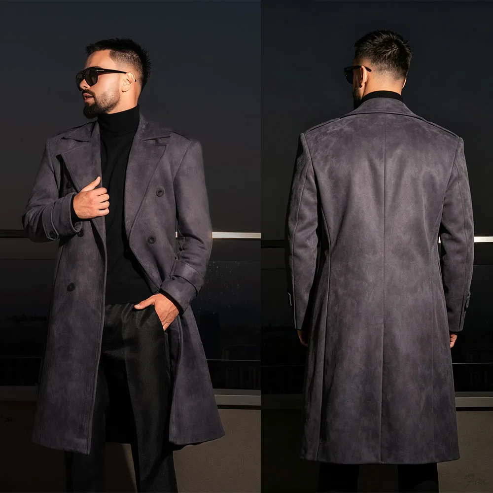Business Men Suit Winter Warm Long Woolen cloth Overcoat Office Party Prom Blazer Formal Causal Costume Homme Customized
