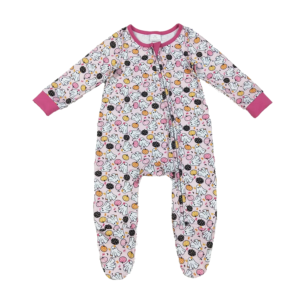 

8.30 Baby Winter Rompers Baby Girls Ghosts Pumpkins Halloween Zipper Footed Rompers