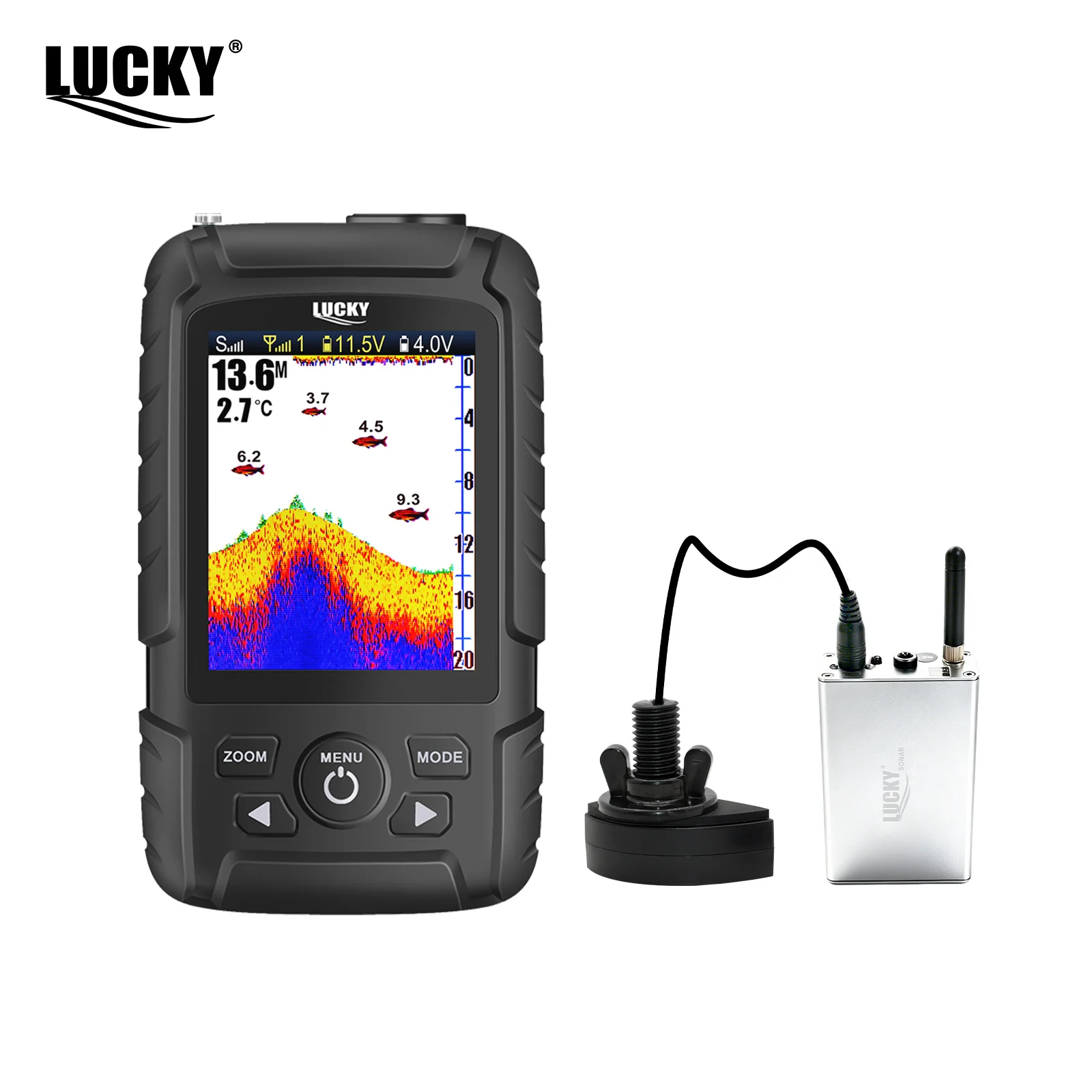 Lucky FF718LiC-WL Localizador de peixes portátil sem fio 100M/328 pés Sonar Profundidade Sounder echosonda echolot echo sondeur deeper