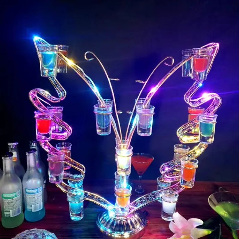 Led Wine Glass Display Tray for Bar Nightclub VIP Service Colorful Shot Glass Cocktail Glass Display Holder