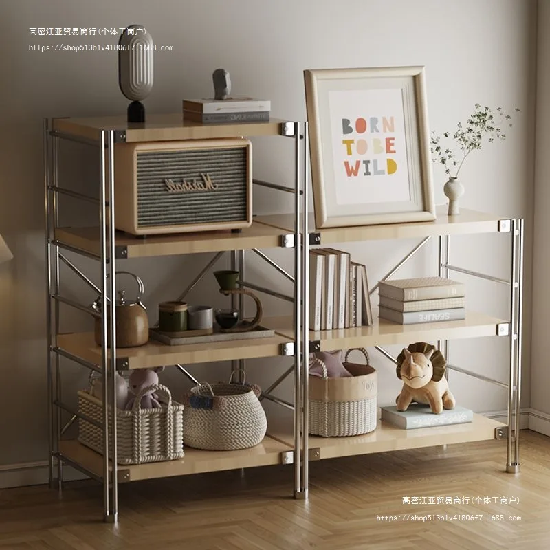 Japanese-style Multi-layer Storage Rack Floor Bookshelf Simple Kitchen Shelf Storing Microwave Home Organization Accessories
