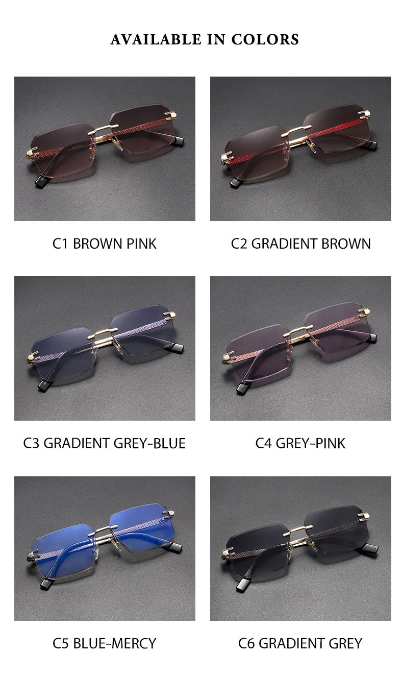 Neue Mann Sonnenbrille Frau UV400 Quadratische Brillen Mode Vielseitige Trend Shades Hohe Qualität Randlose Sonnenbrillen Unisex Outdoor Sport – Detail 6