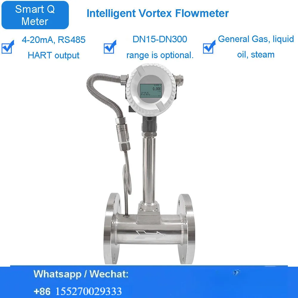 Flowmeter for High Precision Digital Display Steam Liquid Compressed Air Natural Flow Meter DN50 RS485 Output