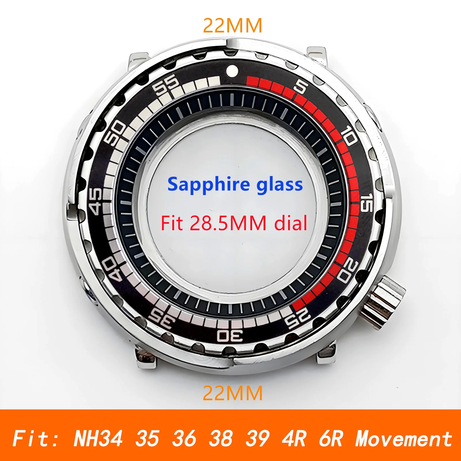 

Mod NN35 Case Tuna Tin Case Aluminum Bezel Insert Sapphire Glass Stainless Steel Watch Case