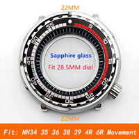 Mod NN35 Case Tuna Tin Case Aluminum Bezel Insert Sapphire Glass Stainless Steel Watch Case
