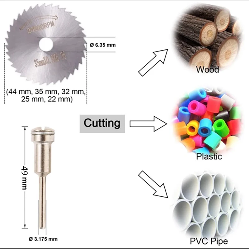 Discos de corte de diamante, 5-60 peças, metal hss, conjunto de lâmina de serra, ferramenta de corte, lâminas de serra para cortador de metal dremel, ferramentas manuais elétricas 22-50mm