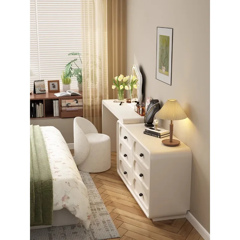 Commode  style crème tout en bois massif, armoire de poitrine table  maquillage  chambre intégrée, commode  chevet intég