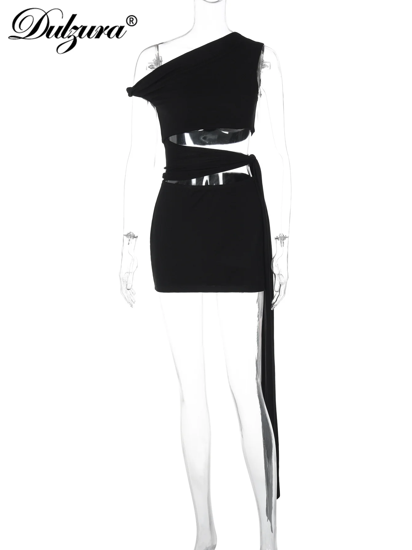 Dulzura انحراف طوق بلا أكمام قطع الدانتيل يصل فستان قصير المرأة الصلبة مثير أنيق فستان قصير ملابس الحفلات والنوادي ملابس الصيف