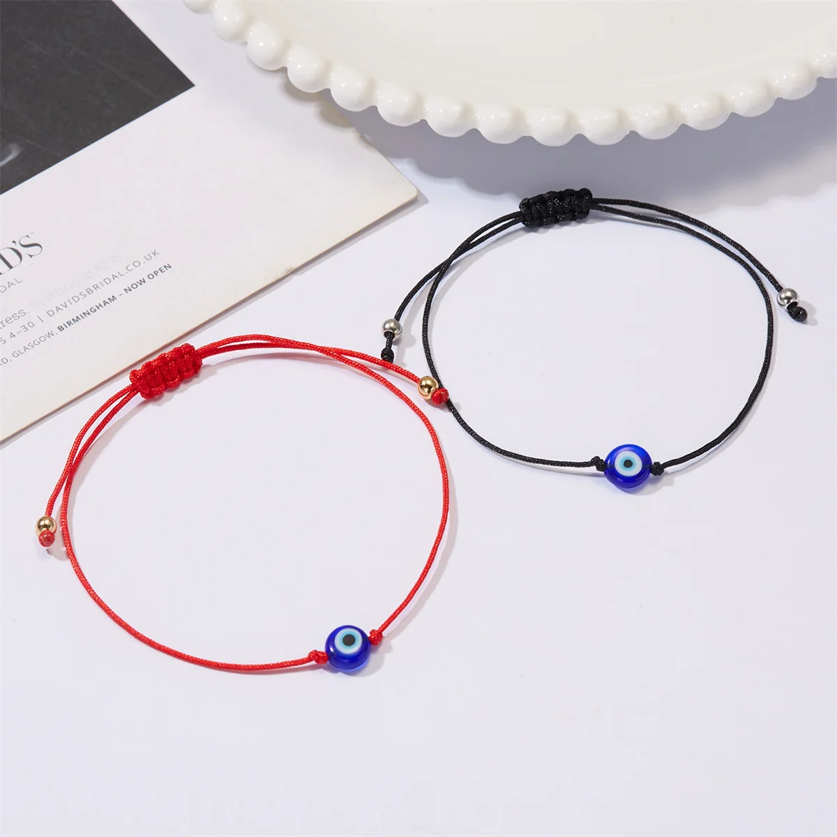 Turkish Blue Evil Eye Charm Bracelet Handmade Braided Red Black String Lucky Prayer Bracelets For Women Men Minimalist Jewelry