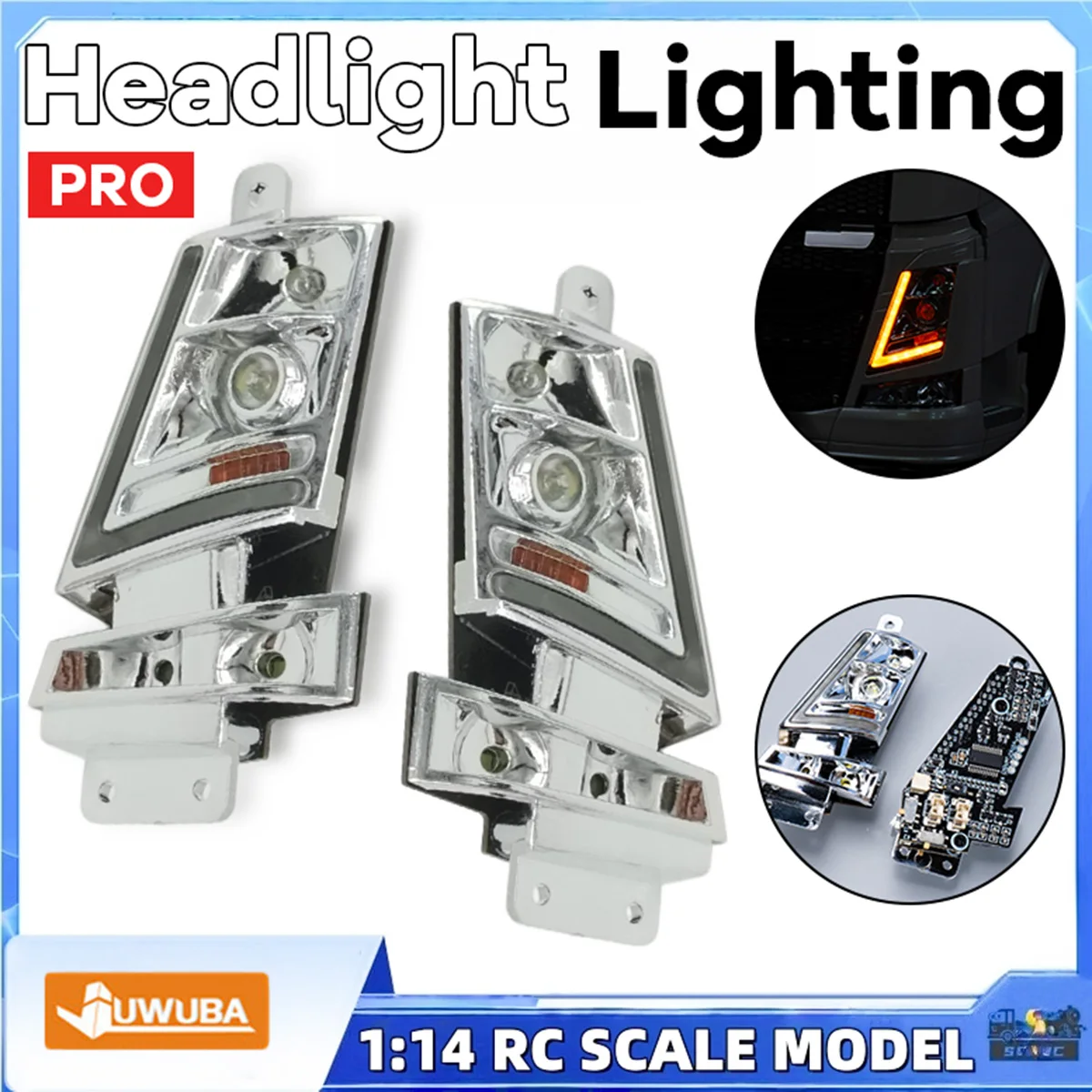 

FH16 750 PRO LED Headlight Lighting System For 1/14 Tamiyaa RC Truck Tractor 56360 56362 56375 Volvoo JUWUBA DIY Toy Model Parts