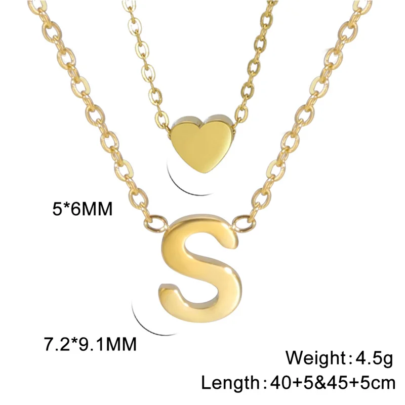 Mode Tiny Herz Initial Halskette Gold Silber Farbe Multilayer Brief Choker Halskette Für Frauen Charme Anhänger Schmuck Geschenk – Detail 39