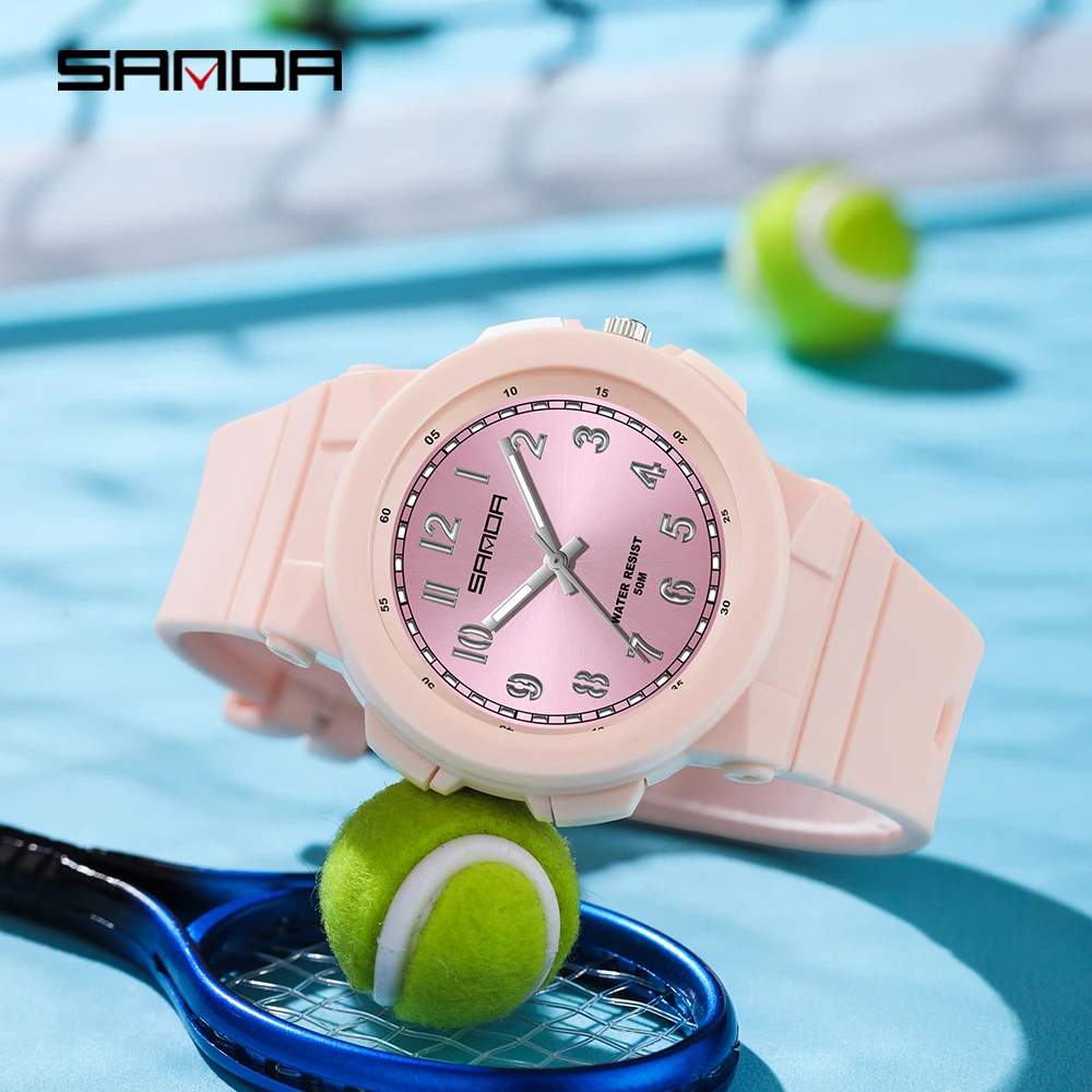 SANDA جديد 6194 ساعة كوارتز إلكترونية فاخرة للطلاب مقاومة للماء للرجال والنساء كوارتز ساعة إلكترونية