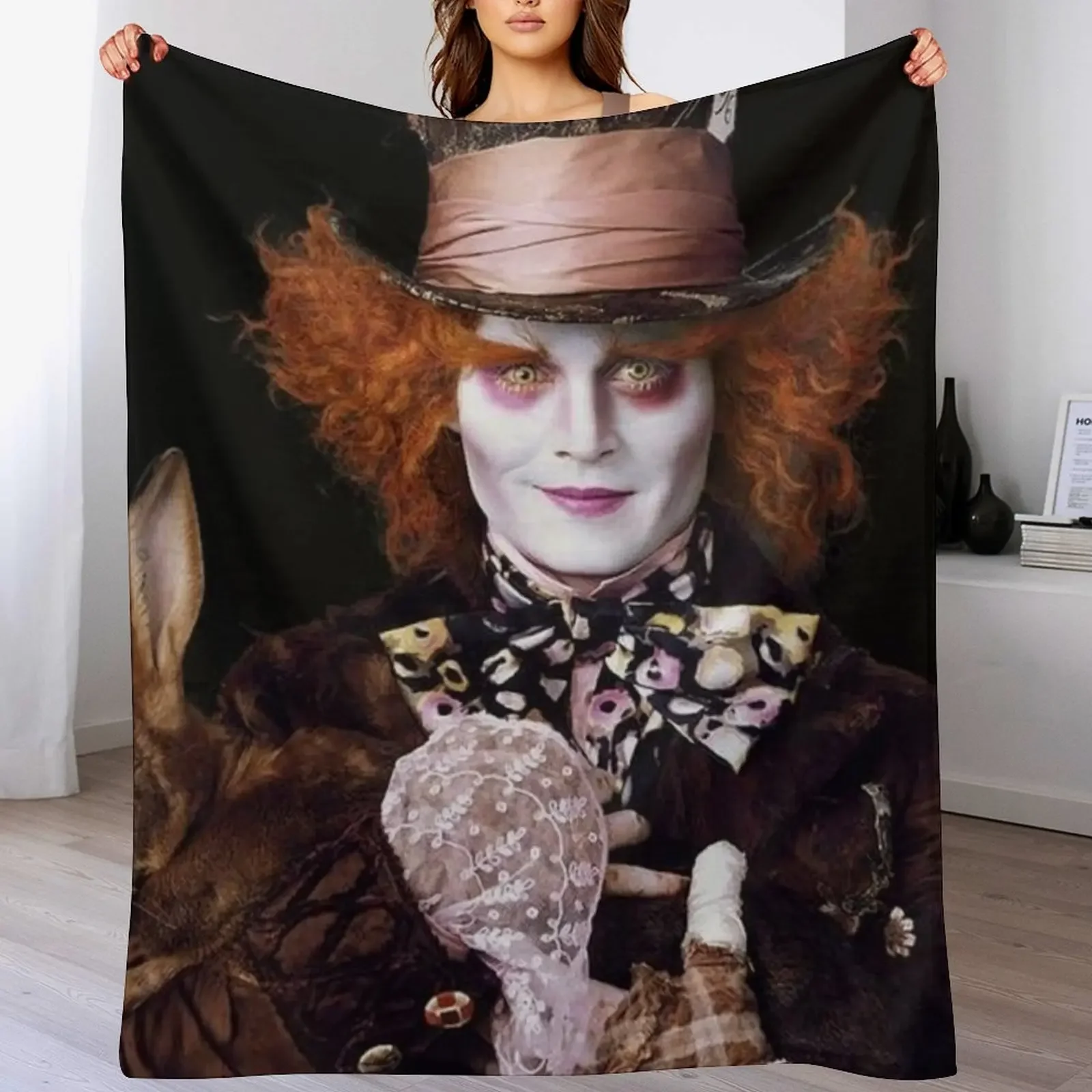 

mad hatter Throw Blanket Comforter Flannel Fabric Decorative Sofa Soft Blankets