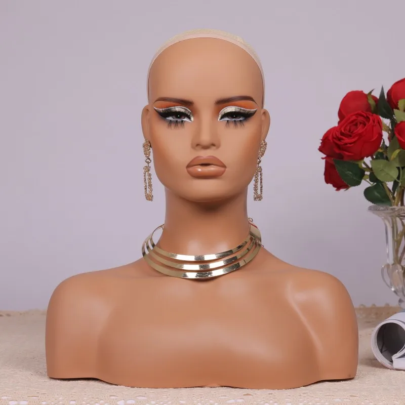 female-half-body-mannequin-head-pvc-double-shoulder-model-realistic-skin-tone-golden-eyeshadow-for-wigs-hats-with-mount-hole