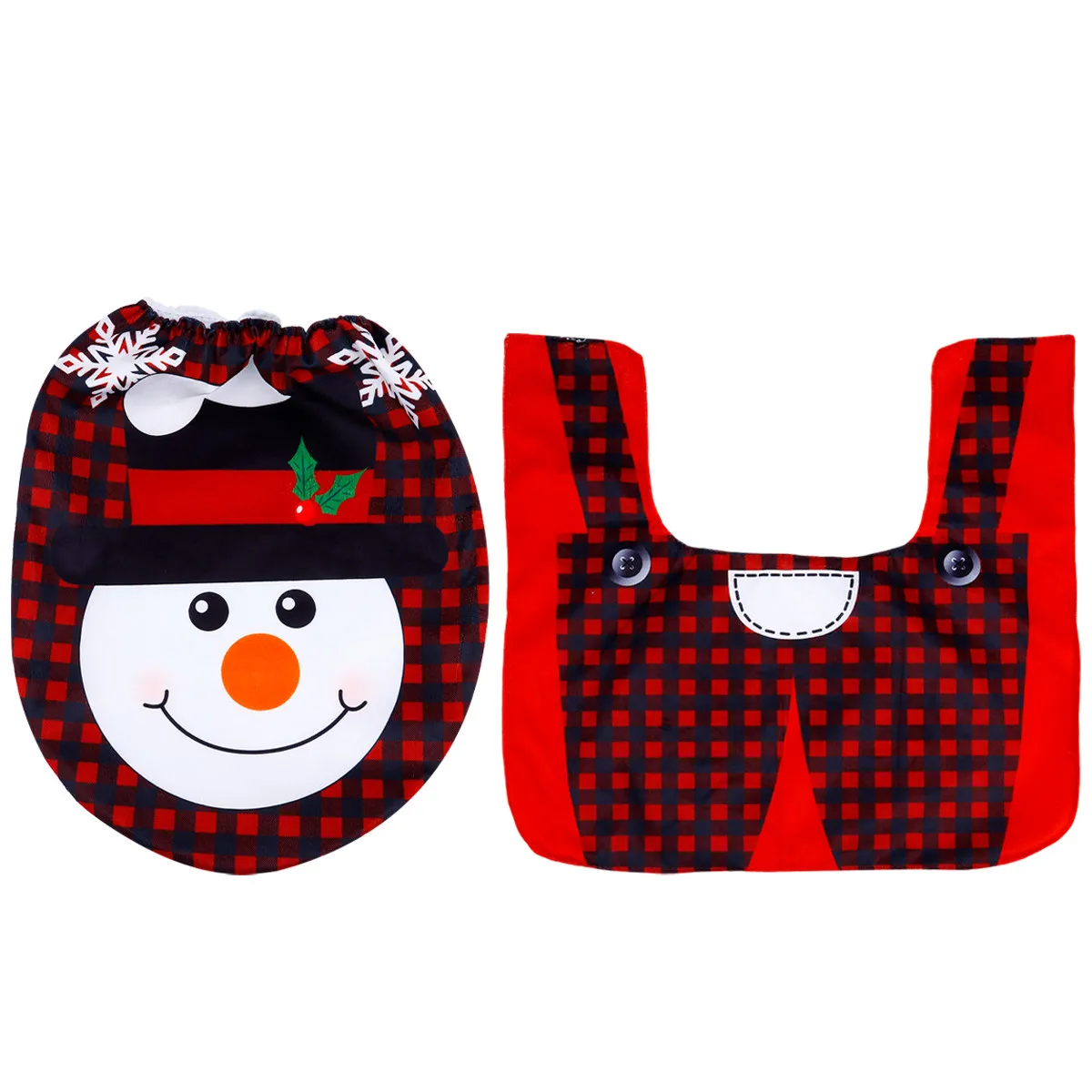 

1 set 1 Set Christmas Toilet Set Santa Pattern Nonwoven Bathroom Decoration For Home Xmas Toilet Cover Christmas Seat Lid Cover