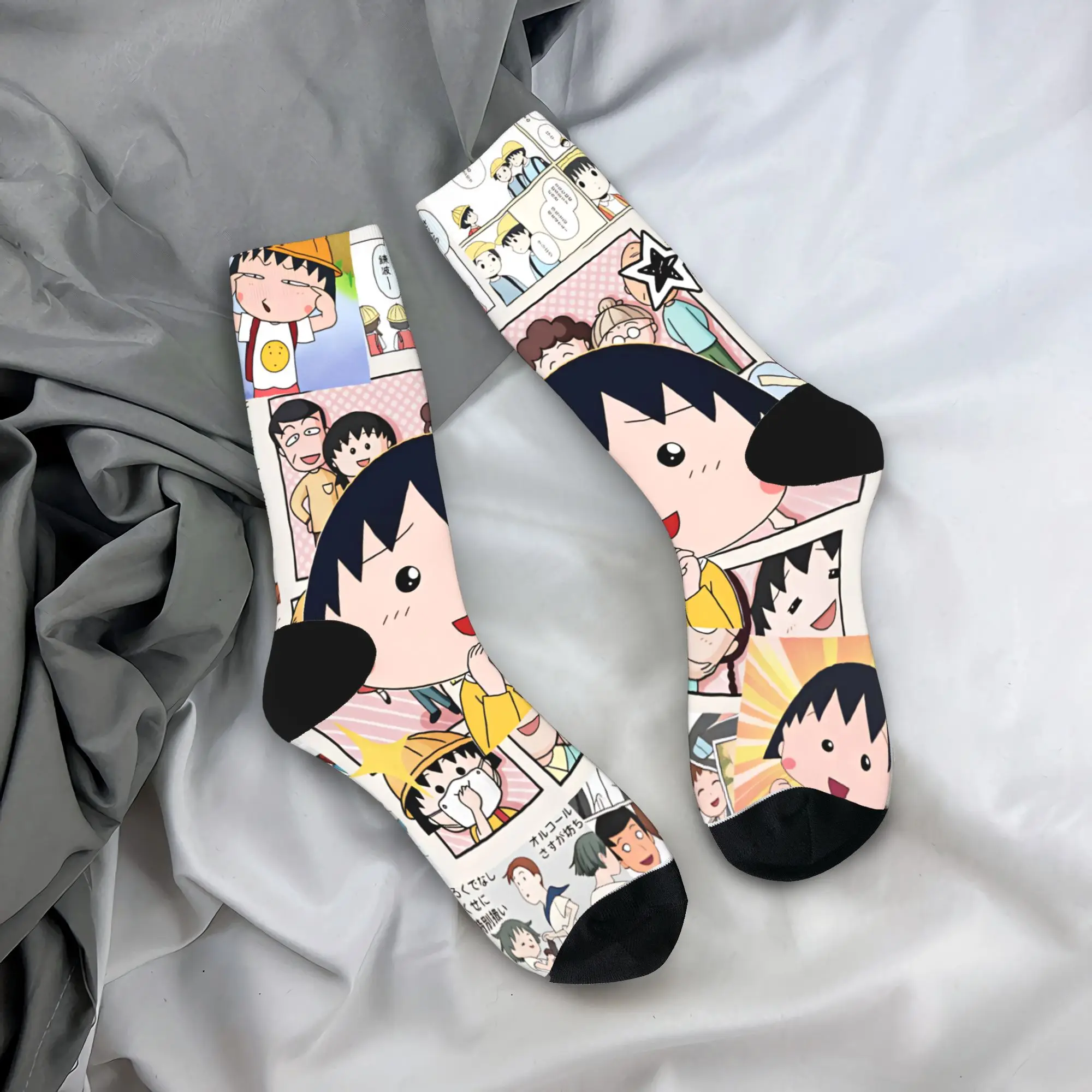 Chibi Maruko Chan Socks  Design Stockings Anti Skid Women Men Socks High Quality Winter Vintage Outdoor Socks