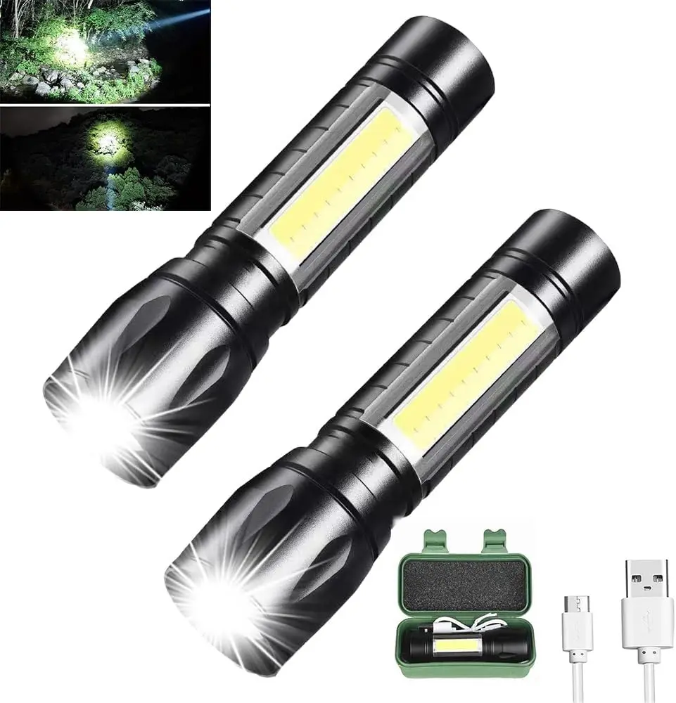 

Portable COB+LED Pocket Flashlight Rechargeable Tactical Torch MINI 3 Lighting Mode with Side Lamp for Outdoor Camping Emergency