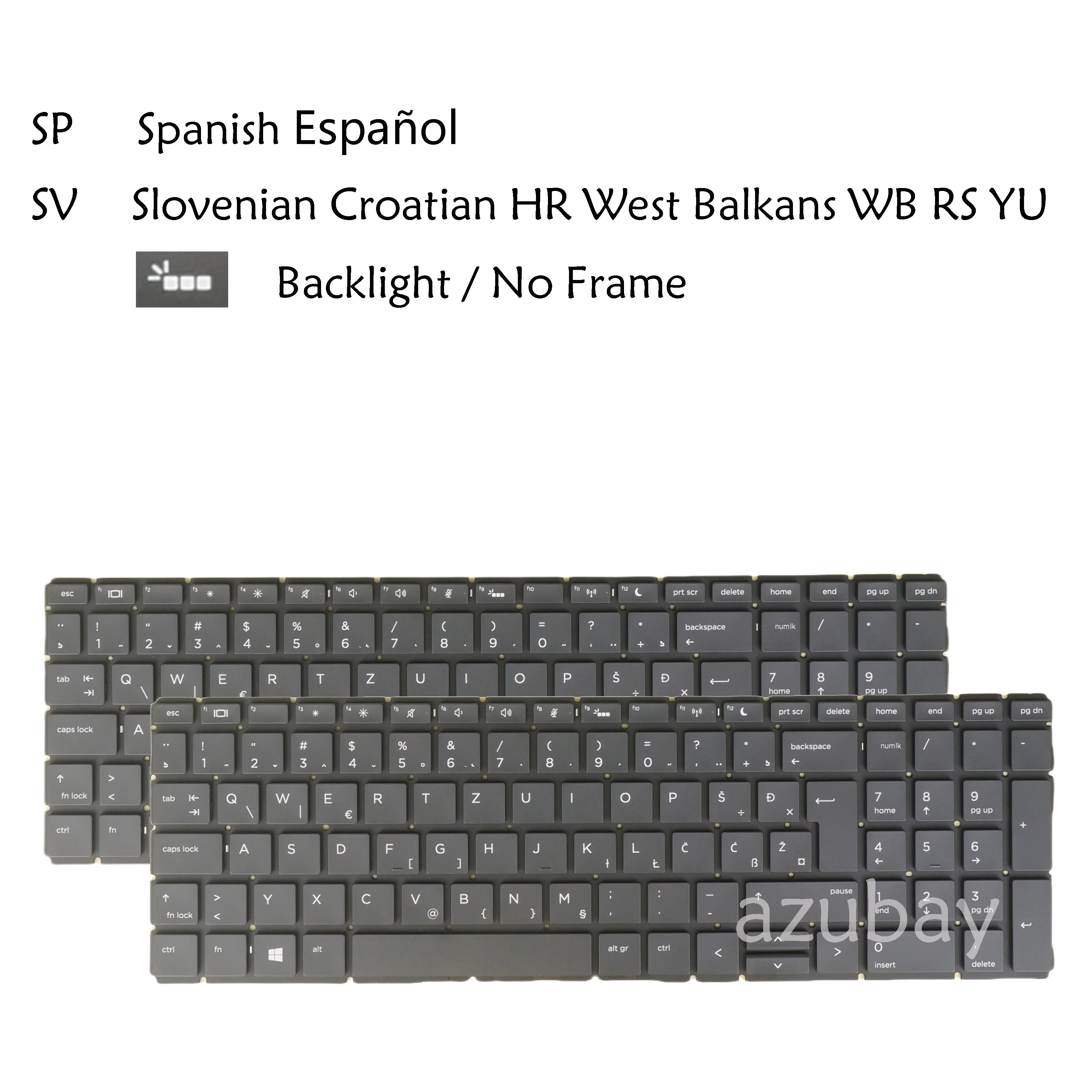 

Backlit Keyboard For HP V181646BK1 2B-BBU30Q100, Probook 450 455 G6，450R G6, 455R G6, 450 455 G7, Spanish Slovenian Croatian