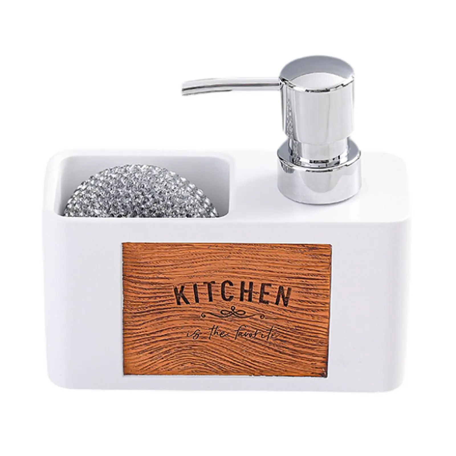 

Kitchen Soap Dispenser with Sponge Holder Kitchen Gadget Scrubbers Portable Pump Bottle Refillable Brush Sponge Scrub Holder