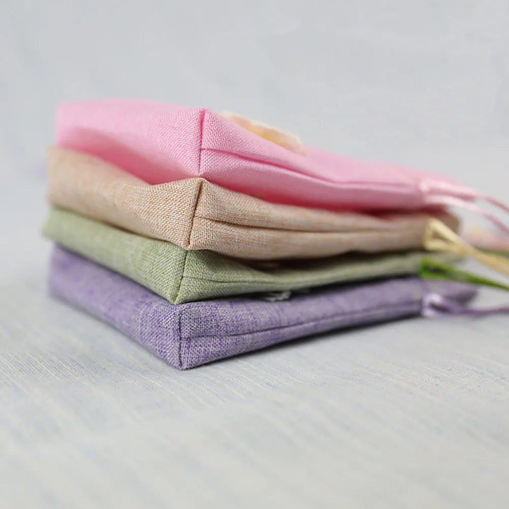 

12 шт. пустых льняных мешочков-саше на завязках с цветочным узором для лаванды, специй, чая, цветочного чая, мелких продуктов, разных цветов