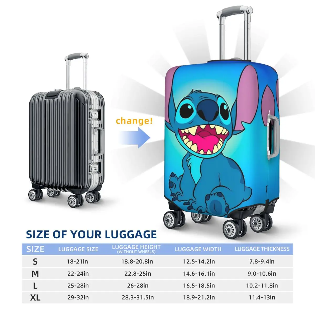 Stitch การ์ตูนกระเป๋าเดินทาง Travel Flight สนุกกระเป๋าเดินทางอุปกรณ์เสริม Protector