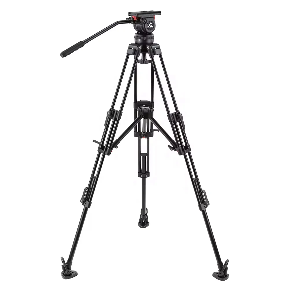 Middle Spreader V12M Aluminum Video Camera Tripod Kit With 100mm Bowl Fluid Head Payload 13kg For TV Filming Studio