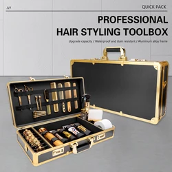 Gold Barber Hairdressing Tool Case Hair Stylist Clipper Scissors Comb Storage Box Carrying Barbershop Suitcase