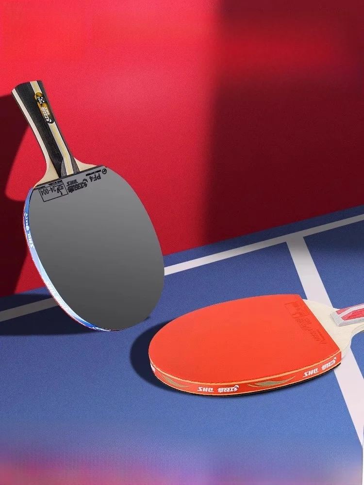red-double-happiness-table-tennis-racket-beginner-set-two-pairs-four-star-single-racket-kit-for-primary-school-students