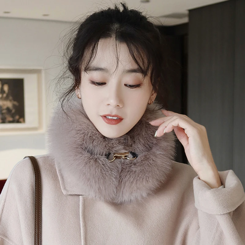 Women Faux Fox Fur Collar Shawl Furry Fur Collar For Winter Coat Hood Decor Fake Scarf Parkas Coat Collar Scarves