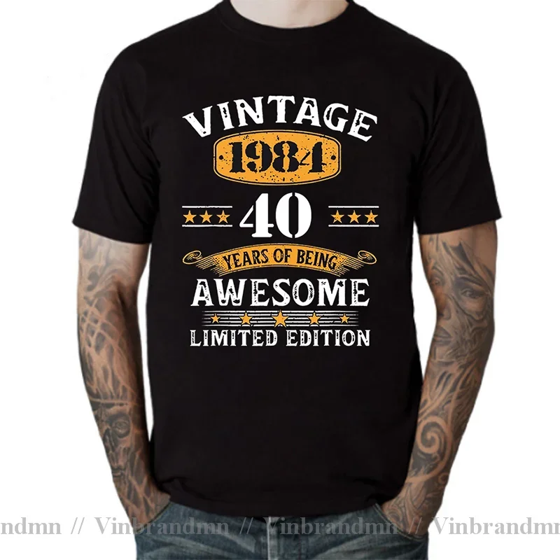 Novelty 40 Years Old Vintage 40th 1984 T Shirts Cotton Streetwear Short Sleeve Birthday Gifts Summer Style T-shirt Mens Clothing