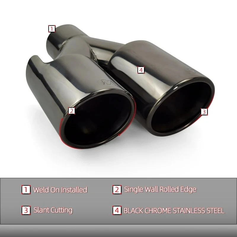 1 Pair Factory Export M Style Black Chrom stainless Steel Exhaust Dual Pipes for Car Bmw Modify Muffler Tail Tips view 4