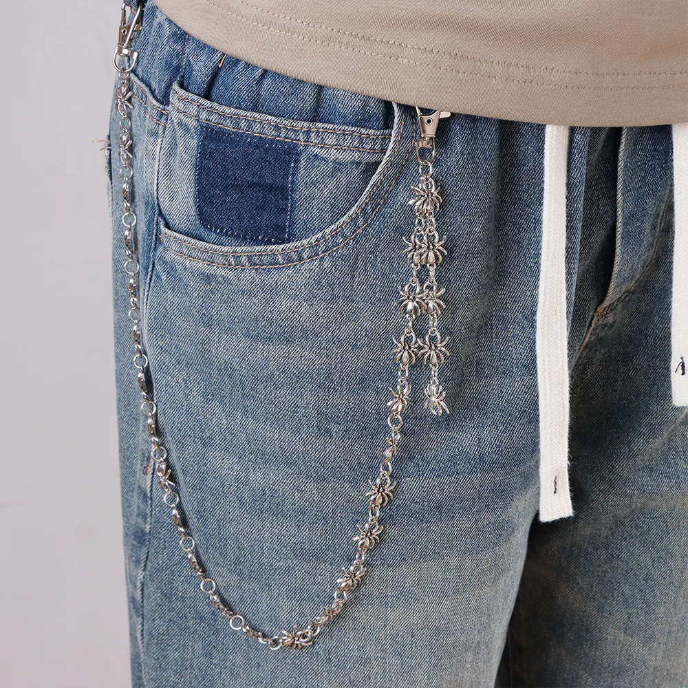 

Готические темные брюки-пауки с цепочкой в стиле хип-хоп, модный персонализированный кулон, аксессуар для одежды