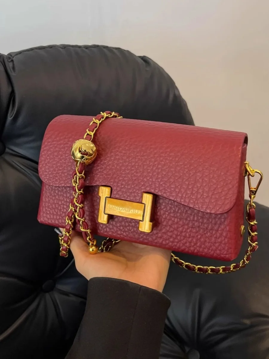 

Faionable Chain MK Leather Crossbody Bag Women's oulder Bag 2025 New Sle Korean Sle Square Bag Casual Handbag